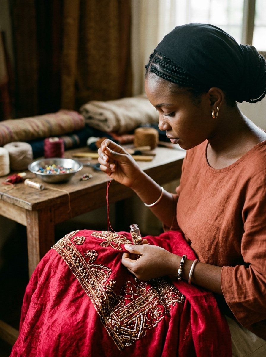 Nadine, embroidery artisan